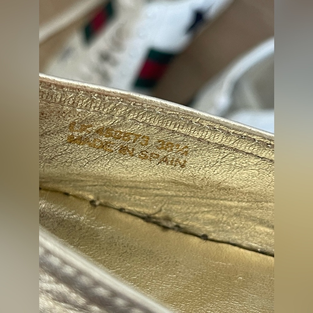 Saint Laurent YSL Logo Metallic Leather Espadrilles in Pale Gold Size 38.5 - Picture 8 of 8